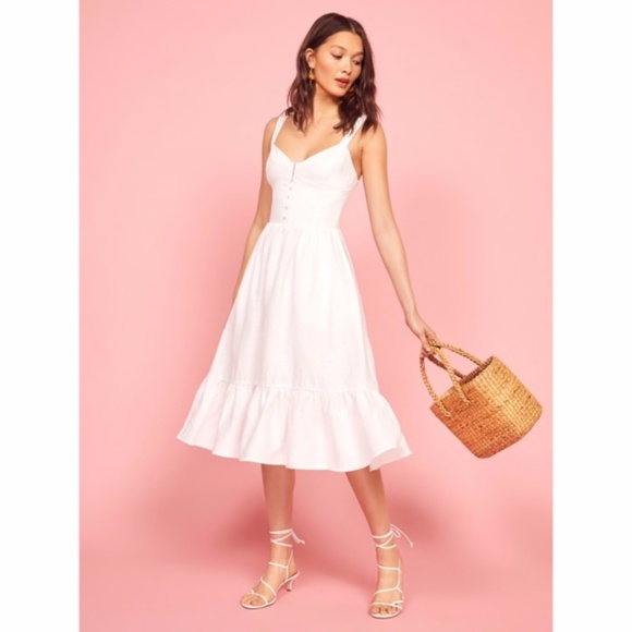 Reformation Dresses & Skirts - NWT Reformation Dolci Linen Dress White 2